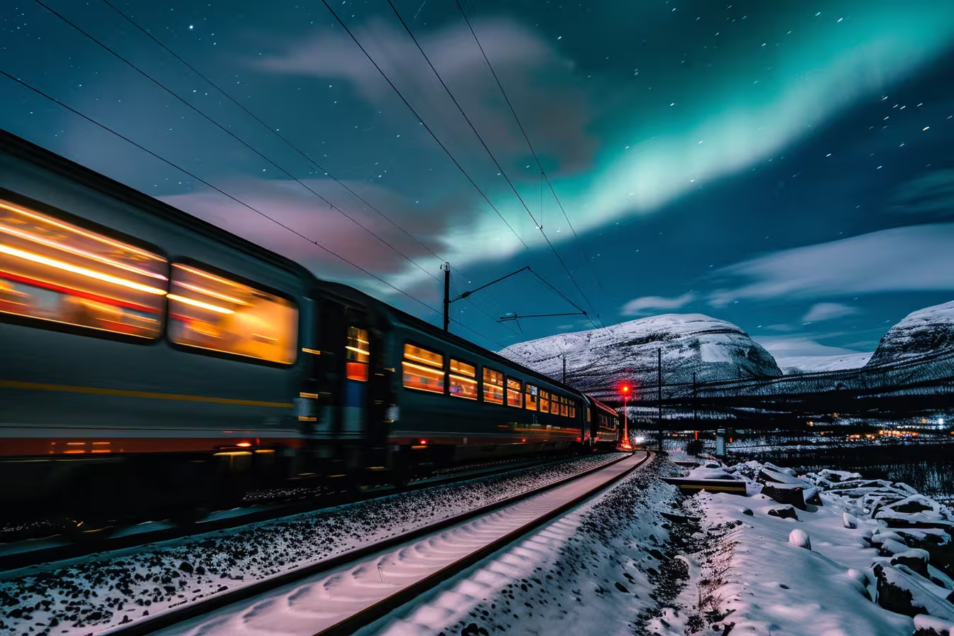 Tren durante el recorrido entre Oslo y Estocolmo.