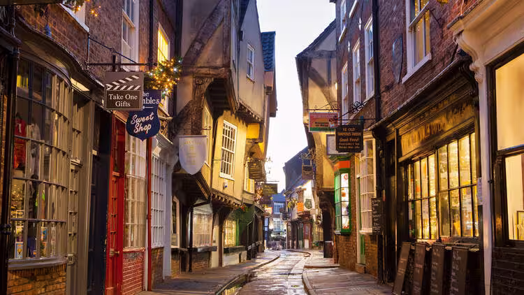 The Shambles y sus edificios históricos en York.