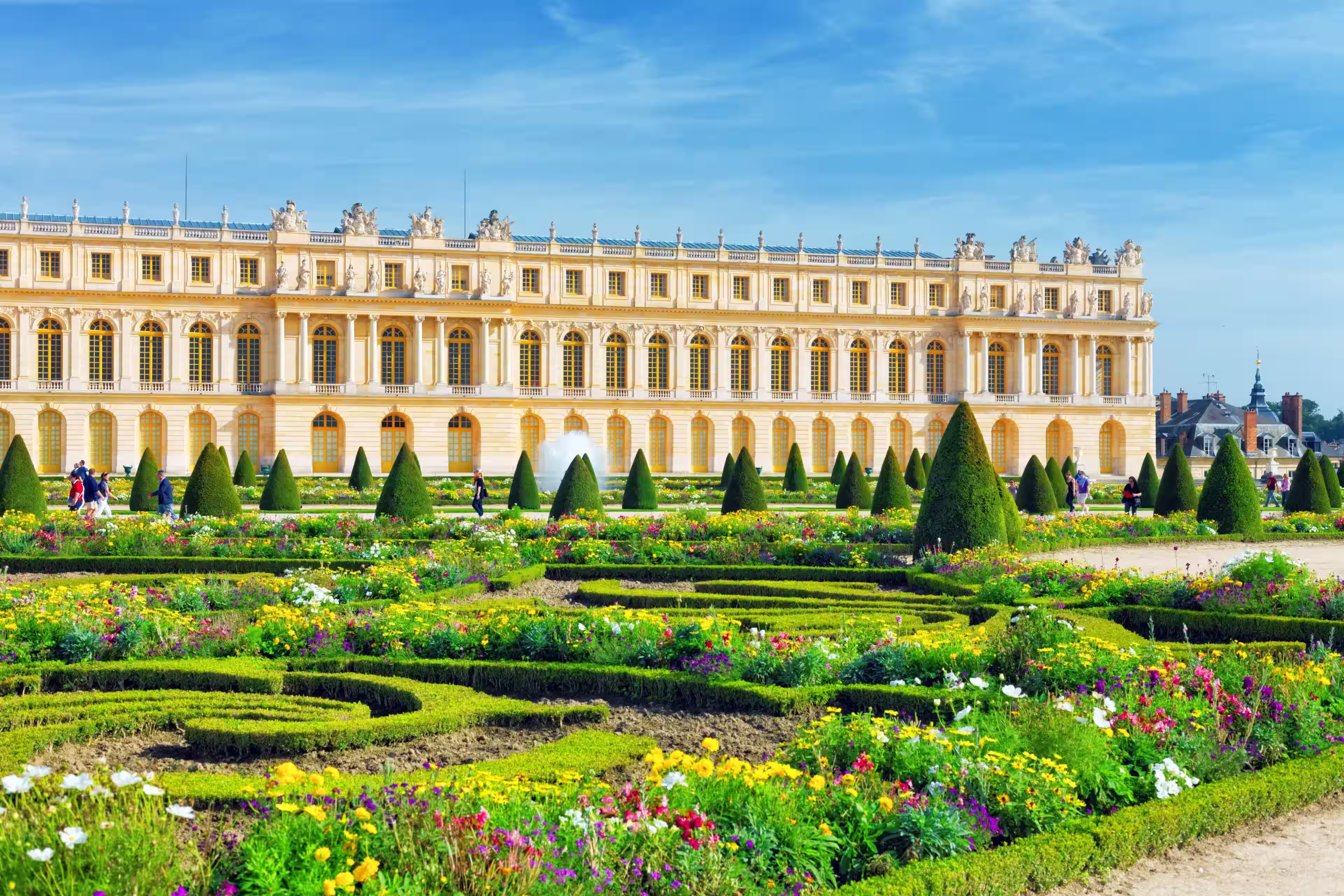 Palacio de Versalles y jardines durante la estancia en París.