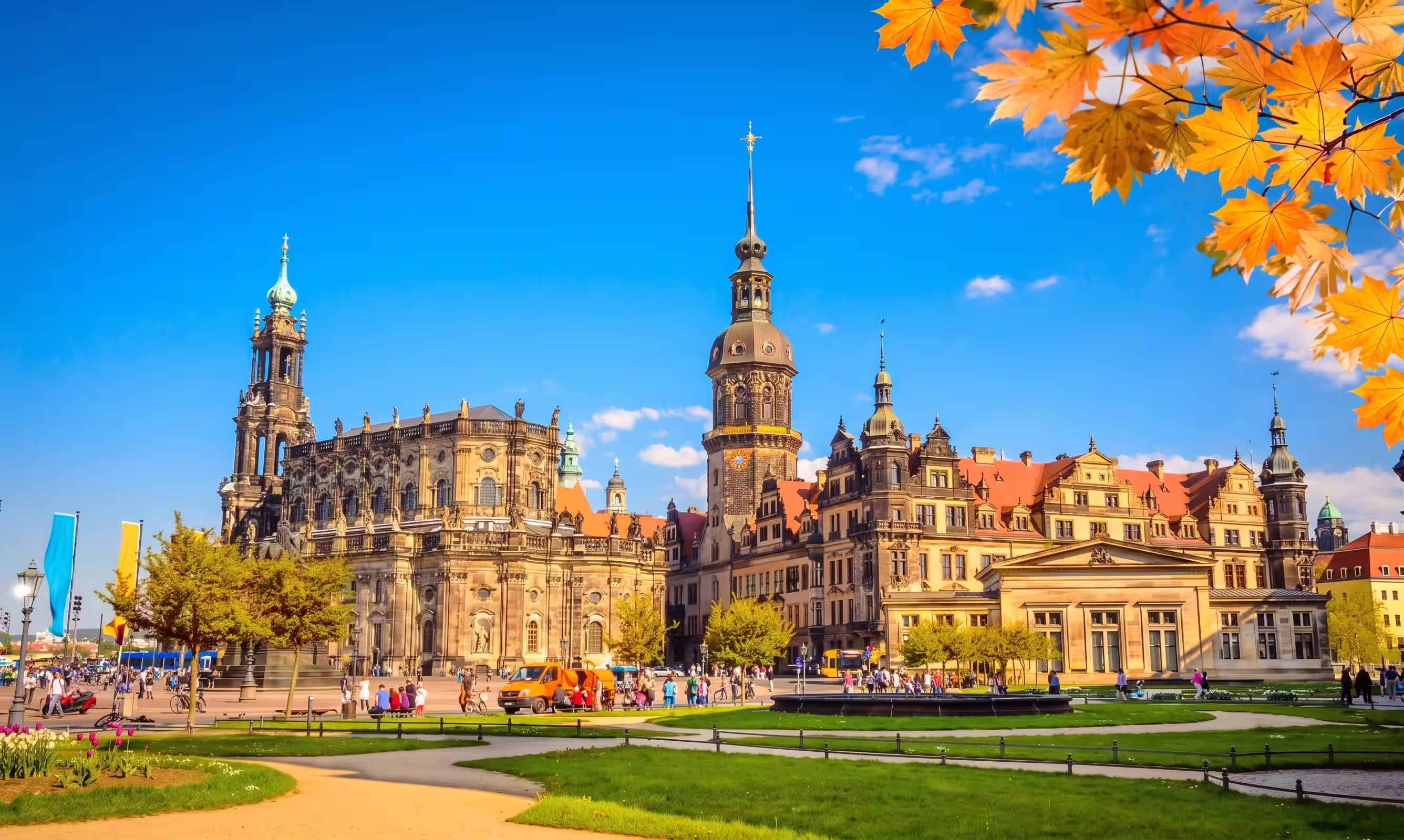Centro histórico de Dresde durante la ruta entre Berlín y Praga.