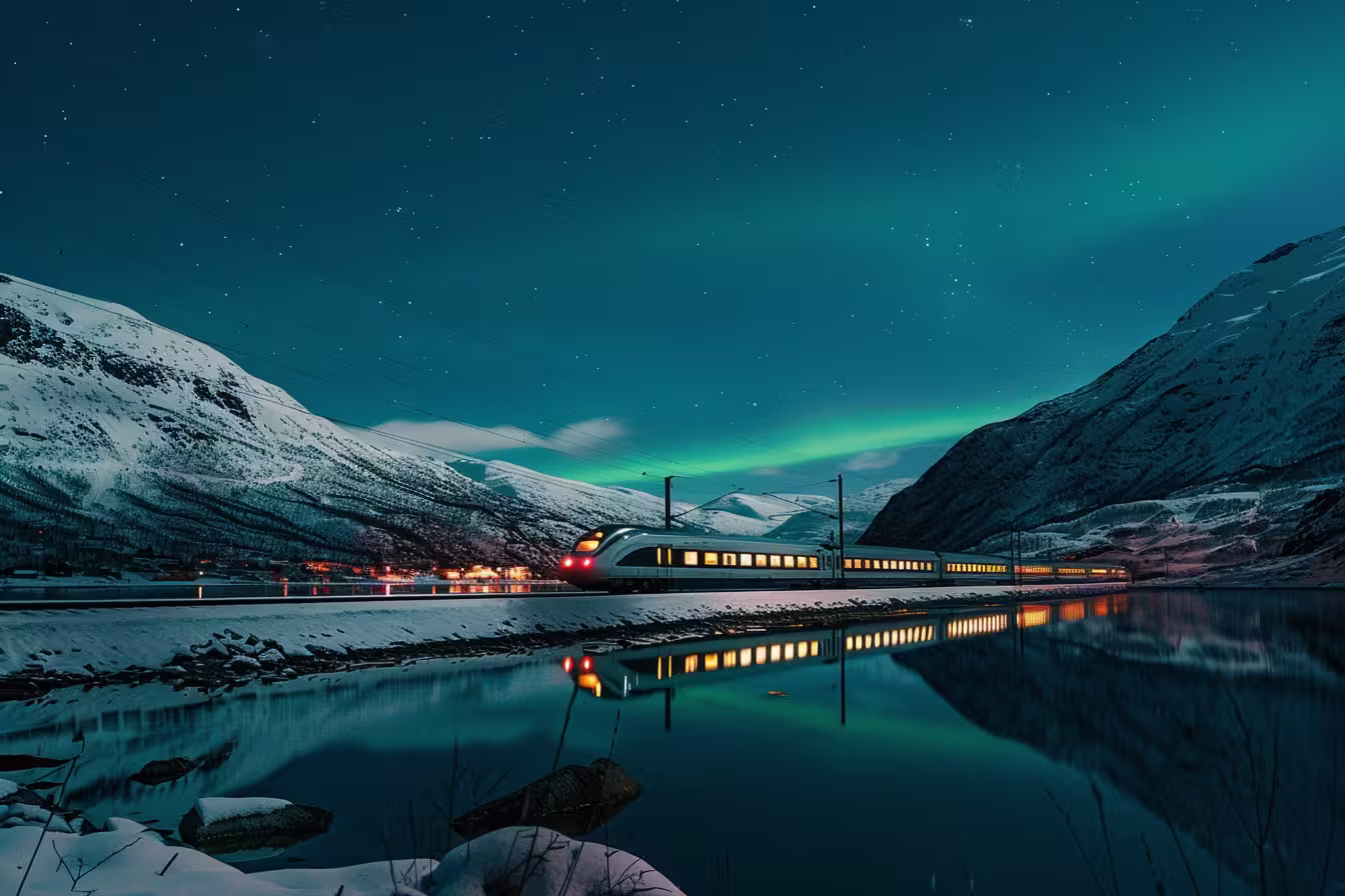 El tren entre Oslo y Estocolmo en su recorrido por Noruega